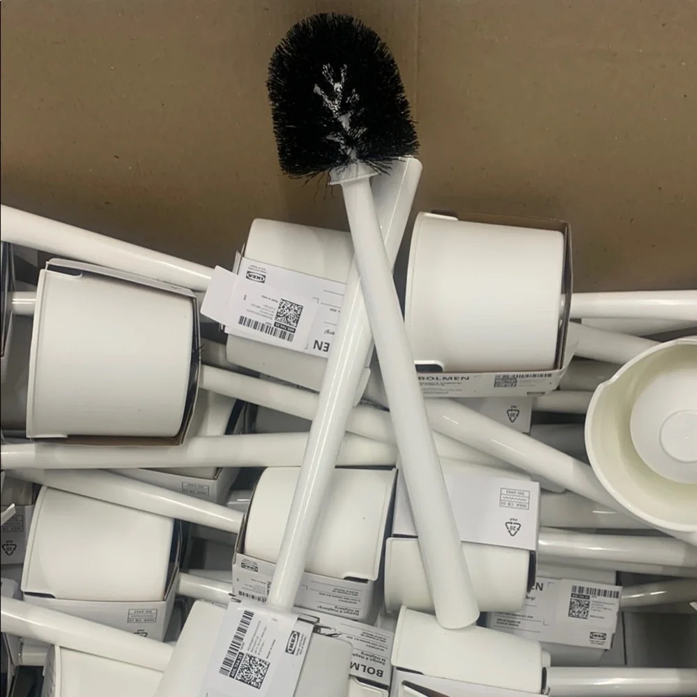 One (1) IKEA White Toilet Brush Set